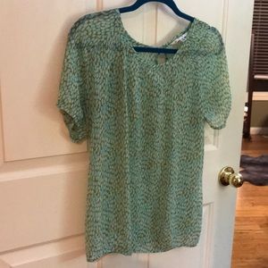 Cabi blue & green, bubble print sheer top, small